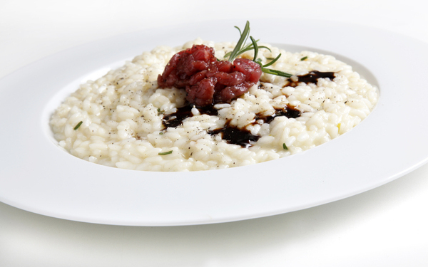 Risotto with parmesan and reduction of Olitalia I.G.P. Balsamic Vinegar of Modena 1