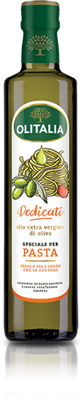 Tagliatelle with radicchio and prosciutto and I Dedicati Special Extra Virgin Olive Oil for Pasta Olitalia 2